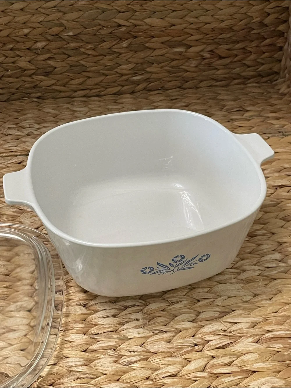 Corning Ware 2 1/2 Quart Dish with Pyrex Lid White‎ Blue